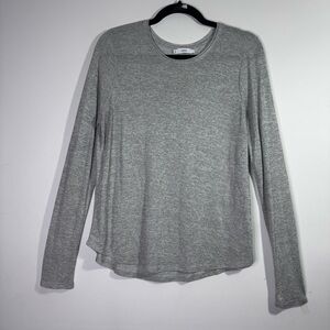 Vince Gray Long Sleeve Tee Lightweight Rayon Blend Minimalist Top Large